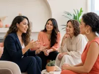 Un grupo de mujeres latinas comparte ideas en comunidad